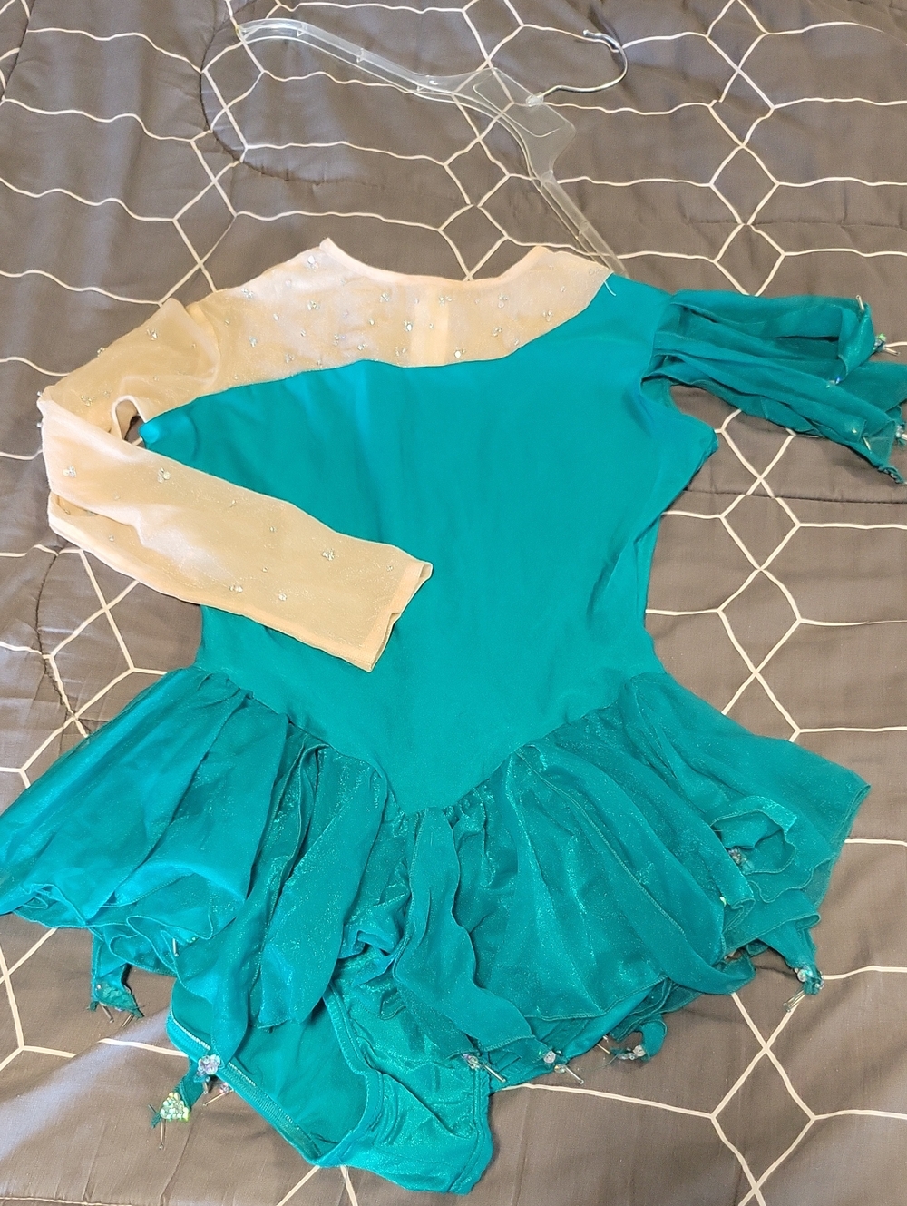 Girls Teal and Cream Figure Skater Dress
